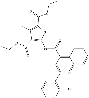 diethyl 5-({[2-(2-chlorophenyl)-4-quinolinyl]carbonyl}amino)-3-methyl-2,4-thiophenedicarboxylate Struktur