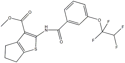 methyl 2-{[3-(1,1,2,2-tetrafluoroethoxy)benzoyl]amino}-5,6-dihydro-4H-cyclopenta[b]thiophene-3-carboxylate Struktur