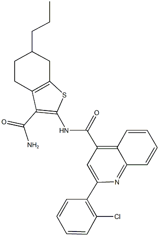 N-[3-(aminocarbonyl)-6-propyl-4,5,6,7-tetrahydro-1-benzothien-2-yl]-2-(2-chlorophenyl)-4-quinolinecarboxamide Struktur