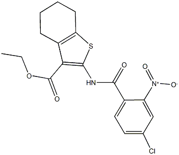 ethyl 2-({4-chloro-2-nitrobenzoyl}amino)-4,5,6,7-tetrahydro-1-benzothiophene-3-carboxylate Struktur