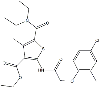 ethyl 2-{[(4-chloro-2-methylphenoxy)acetyl]amino}-5-[(diethylamino)carbonyl]-4-methyl-3-thiophenecarboxylate Struktur