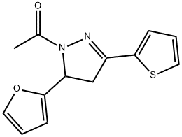 1-acetyl-5-(2-furyl)-3-(2-thienyl)-4,5-dihydro-1H-pyrazole Struktur