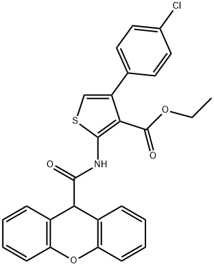 ethyl 4-(4-chlorophenyl)-2-[(9H-xanthen-9-ylcarbonyl)amino]-3-thiophenecarboxylate Struktur