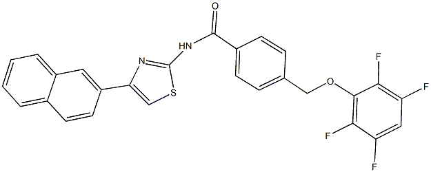 N-[4-(2-naphthyl)-1,3-thiazol-2-yl]-4-[(2,3,5,6-tetrafluorophenoxy)methyl]benzamide Struktur