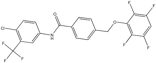 N-[4-chloro-3-(trifluoromethyl)phenyl]-4-[(2,3,5,6-tetrafluorophenoxy)methyl]benzamide Struktur