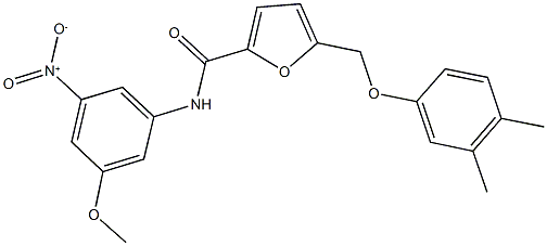 5-[(3,4-dimethylphenoxy)methyl]-N-{3-nitro-5-methoxyphenyl}-2-furamide Struktur