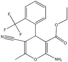 ethyl 2-amino-5-cyano-6-methyl-4-[2-(trifluoromethyl)phenyl]-4H-pyran-3-carboxylate Struktur