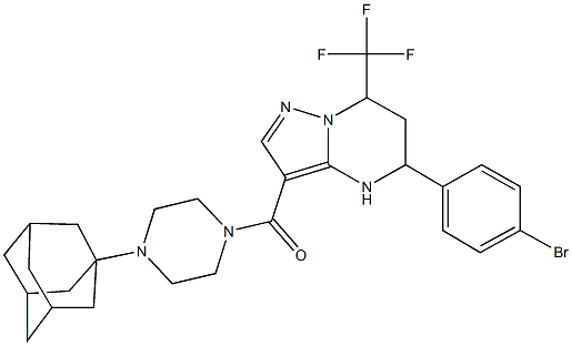 3-{[4-(1-adamantyl)-1-piperazinyl]carbonyl}-5-(4-bromophenyl)-7-(trifluoromethyl)-4,5,6,7-tetrahydropyrazolo[1,5-a]pyrimidine Struktur