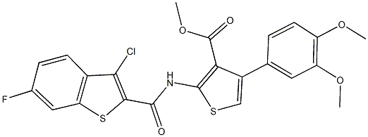 methyl 2-{[(3-chloro-6-fluoro-1-benzothien-2-yl)carbonyl]amino}-4-(3,4-dimethoxyphenyl)-3-thiophenecarboxylate Struktur