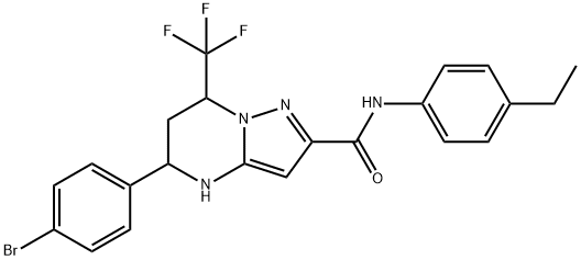 5-(4-bromophenyl)-N-(4-ethylphenyl)-7-(trifluoromethyl)-4,5,6,7-tetrahydropyrazolo[1,5-a]pyrimidine-2-carboxamide Struktur