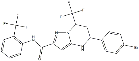 5-(4-bromophenyl)-7-(trifluoromethyl)-N-[2-(trifluoromethyl)phenyl]-4,5,6,7-tetrahydropyrazolo[1,5-a]pyrimidine-2-carboxamide Struktur