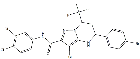 5-(4-bromophenyl)-3-chloro-N-(3,4-dichlorophenyl)-7-(trifluoromethyl)-4,5,6,7-tetrahydropyrazolo[1,5-a]pyrimidine-2-carboxamide Struktur