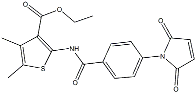 ethyl 2-{[4-(2,5-dioxo-2,5-dihydro-1H-pyrrol-1-yl)benzoyl]amino}-4,5-dimethyl-3-thiophenecarboxylate Struktur