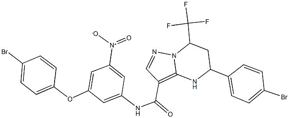 N-{3-(4-bromophenoxy)-5-nitrophenyl}-5-(4-bromophenyl)-7-(trifluoromethyl)-4,5,6,7-tetrahydropyrazolo[1,5-a]pyrimidine-3-carboxamide Struktur