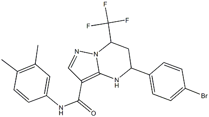 5-(4-bromophenyl)-N-(3,4-dimethylphenyl)-7-(trifluoromethyl)-4,5,6,7-tetrahydropyrazolo[1,5-a]pyrimidine-3-carboxamide Struktur