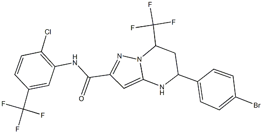 5-(4-bromophenyl)-N-[2-chloro-5-(trifluoromethyl)phenyl]-7-(trifluoromethyl)-4,5,6,7-tetrahydropyrazolo[1,5-a]pyrimidine-2-carboxamide Struktur