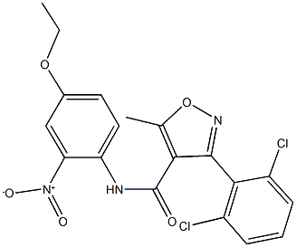 3-(2,6-dichlorophenyl)-N-{4-ethoxy-2-nitrophenyl}-5-methyl-4-isoxazolecarboxamide Struktur