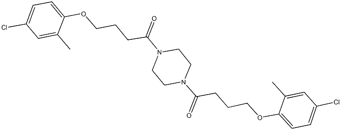 1,4-bis[4-(4-chloro-2-methylphenoxy)butanoyl]piperazine Struktur