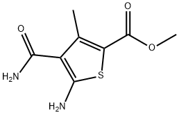 methyl 5-amino-4-(aminocarbonyl)-3-methylthiophene-2-carboxylate Struktur