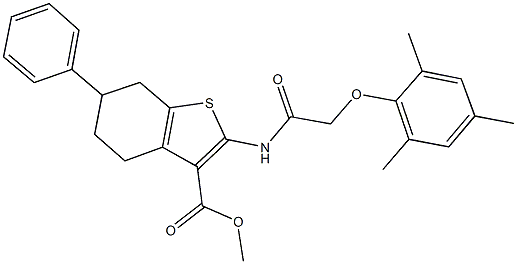 methyl 2-{[(mesityloxy)acetyl]amino}-6-phenyl-4,5,6,7-tetrahydro-1-benzothiophene-3-carboxylate Struktur