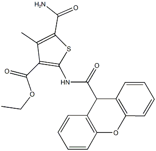 ethyl 5-(aminocarbonyl)-4-methyl-2-[(9H-xanthen-9-ylcarbonyl)amino]-3-thiophenecarboxylate Struktur