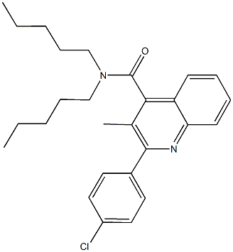 2-(4-chlorophenyl)-3-methyl-N,N-dipentyl-4-quinolinecarboxamide Struktur