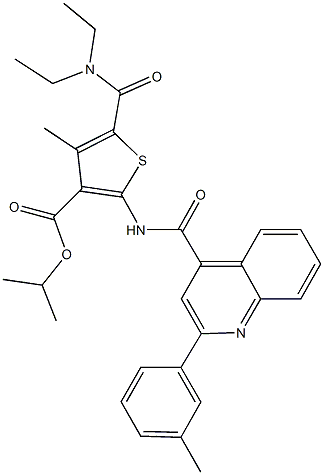 isopropyl 5-[(diethylamino)carbonyl]-4-methyl-2-({[2-(3-methylphenyl)-4-quinolinyl]carbonyl}amino)-3-thiophenecarboxylate Struktur