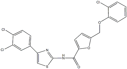 5-[(2-chlorophenoxy)methyl]-N-[4-(3,4-dichlorophenyl)-1,3-thiazol-2-yl]-2-furamide Struktur