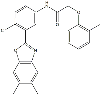 N-[4-chloro-3-(5,6-dimethyl-1,3-benzoxazol-2-yl)phenyl]-2-(2-methylphenoxy)acetamide Struktur