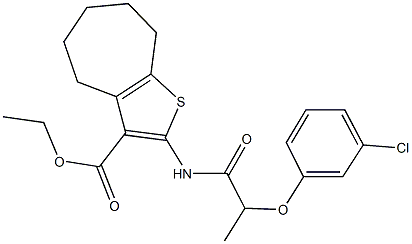 ethyl 2-{[2-(3-chlorophenoxy)propanoyl]amino}-5,6,7,8-tetrahydro-4H-cyclohepta[b]thiophene-3-carboxylate Struktur