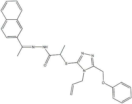 2-{[4-allyl-5-(phenoxymethyl)-4H-1,2,4-triazol-3-yl]sulfanyl}-N'-[1-(2-naphthyl)ethylidene]propanohydrazide Struktur