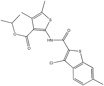 isopropyl 2-{[(3-chloro-6-methyl-1-benzothien-2-yl)carbonyl]amino}-4,5-dimethyl-3-thiophenecarboxylate Struktur