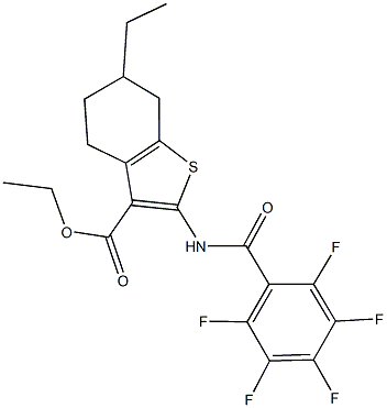 ethyl 6-ethyl-2-[(2,3,4,5,6-pentafluorobenzoyl)amino]-4,5,6,7-tetrahydro-1-benzothiophene-3-carboxylate Struktur