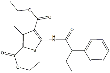 diethyl 3-methyl-5-[(2-phenylbutanoyl)amino]-2,4-thiophenedicarboxylate Struktur