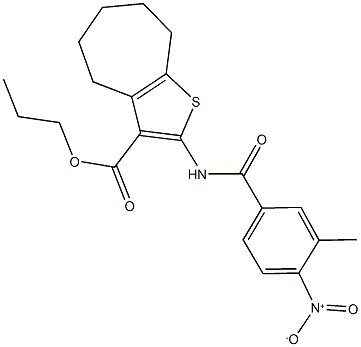 propyl 2-({4-nitro-3-methylbenzoyl}amino)-5,6,7,8-tetrahydro-4H-cyclohepta[b]thiophene-3-carboxylate Struktur