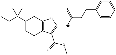 methyl 6-tert-pentyl-2-[(3-phenylpropanoyl)amino]-4,5,6,7-tetrahydro-1-benzothiophene-3-carboxylate Struktur