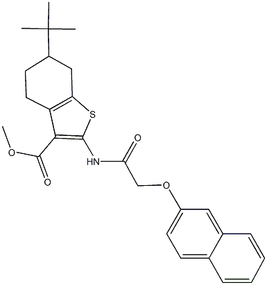 methyl 6-tert-butyl-2-{[(2-naphthyloxy)acetyl]amino}-4,5,6,7-tetrahydro-1-benzothiophene-3-carboxylate Struktur