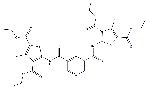 diethyl 5-{[3-({[3,5-bis(ethoxycarbonyl)-4-methyl-2-thienyl]amino}carbonyl)benzoyl]amino}-3-methyl-2,4-thiophenedicarboxylate Struktur