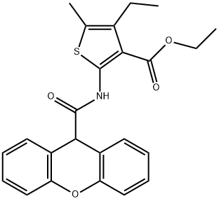 ethyl 4-ethyl-5-methyl-2-[(9H-xanthen-9-ylcarbonyl)amino]-3-thiophenecarboxylate Struktur