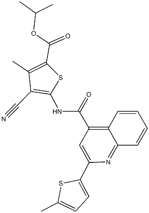 isopropyl 4-cyano-3-methyl-5-({[2-(5-methyl-2-thienyl)-4-quinolinyl]carbonyl}amino)-2-thiophenecarboxylate Struktur