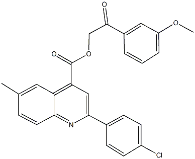 2-(3-methoxyphenyl)-2-oxoethyl 2-(4-chlorophenyl)-6-methyl-4-quinolinecarboxylate Struktur