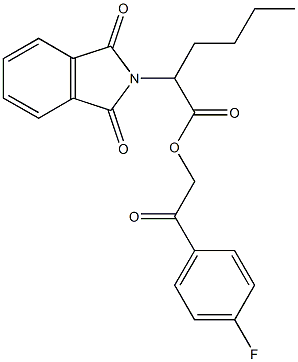 2-(4-fluorophenyl)-2-oxoethyl 2-(1,3-dioxo-1,3-dihydro-2H-isoindol-2-yl)hexanoate Struktur