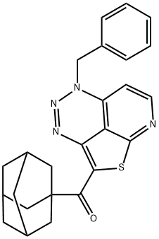 1-adamantyl(5-benzyl-5H-1-thia-3,4,5,8-tetraazaacenaphthylen-2-yl)methanone Struktur