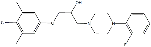 1-(4-chloro-3,5-dimethylphenoxy)-3-[4-(2-fluorophenyl)-1-piperazinyl]-2-propanol Struktur