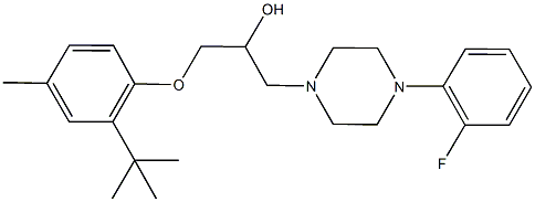 1-(2-tert-butyl-4-methylphenoxy)-3-[4-(2-fluorophenyl)-1-piperazinyl]-2-propanol Struktur