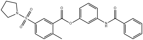 3-(benzoylamino)phenyl 2-methyl-5-(1-pyrrolidinylsulfonyl)benzoate Struktur