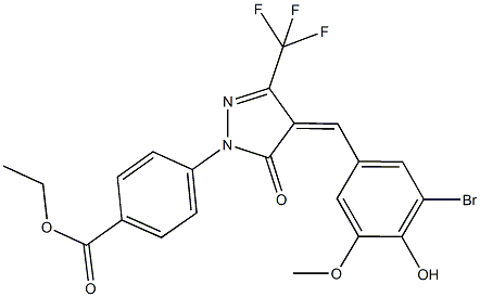 ethyl 4-[4-(3-bromo-4-hydroxy-5-methoxybenzylidene)-5-oxo-3-(trifluoromethyl)-4,5-dihydro-1H-pyrazol-1-yl]benzoate Struktur