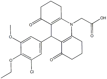 (9-(3-chloro-4-ethoxy-5-methoxyphenyl)-1,8-dioxo-2,3,4,5,6,7,8,9-octahydro-10(1H)-acridinyl)acetic acid Struktur