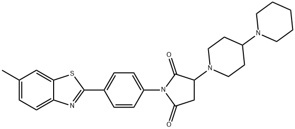 3-(4,1'-bipiperidin-1-yl)-1-[4-(6-methyl-1,3-benzothiazol-2-yl)phenyl]pyrrolidine-2,5-dione Struktur