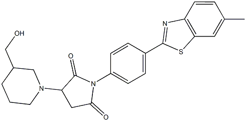 3-[3-(hydroxymethyl)-1-piperidinyl]-1-[4-(6-methyl-1,3-benzothiazol-2-yl)phenyl]-2,5-pyrrolidinedione Struktur